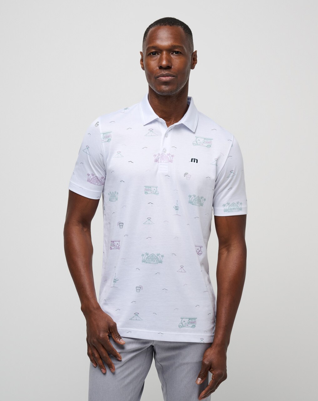 TIKI MAPES PRINT POLO SHIRT 0