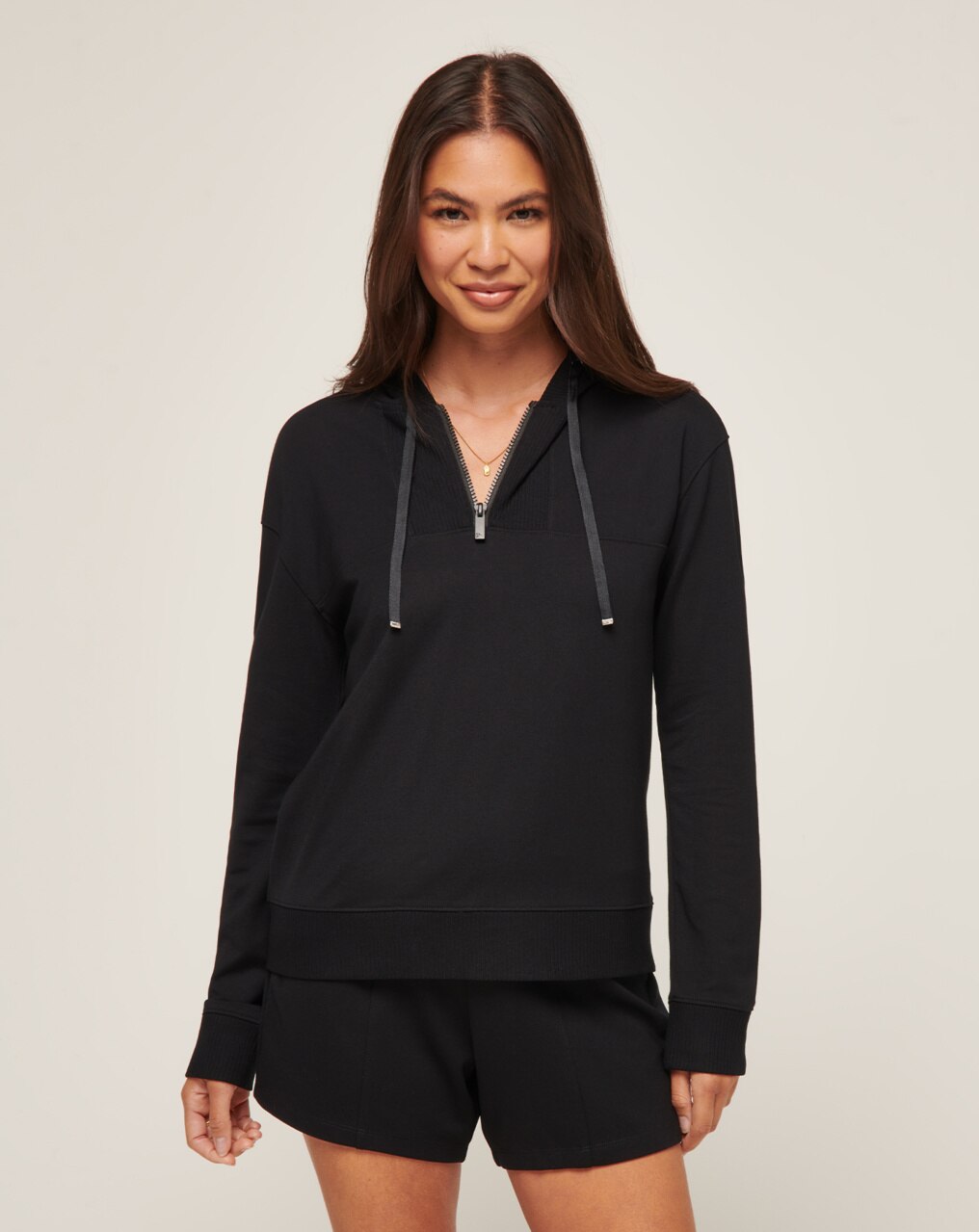 FRIDAY PONTE WOMENS HALF ZIP HOODIE 1