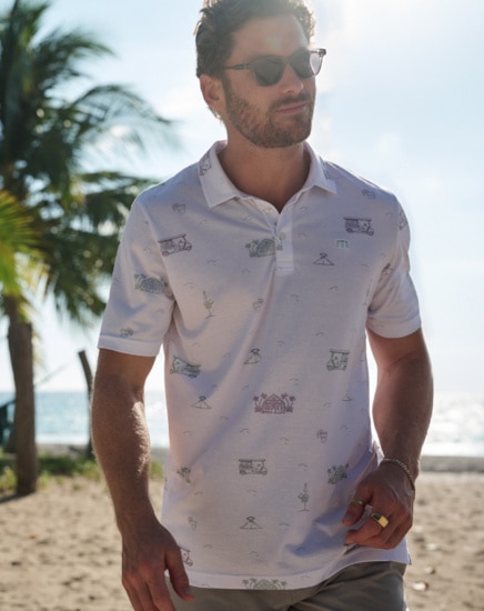 TIKI MAPES PRINT POLO SHIRT Image Thumbnail 1